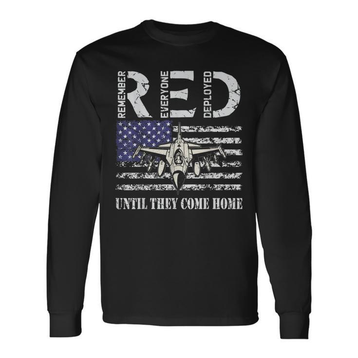 Red Friday Military  Air Force Usaf Us Flag Veteran  Men Women Long Sleeve T-shirt Graphic Print Unisex