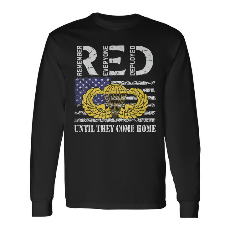 Red Friday Military Army Airborne Paratrooper Veteran Retro Long Sleeve T-Shirt