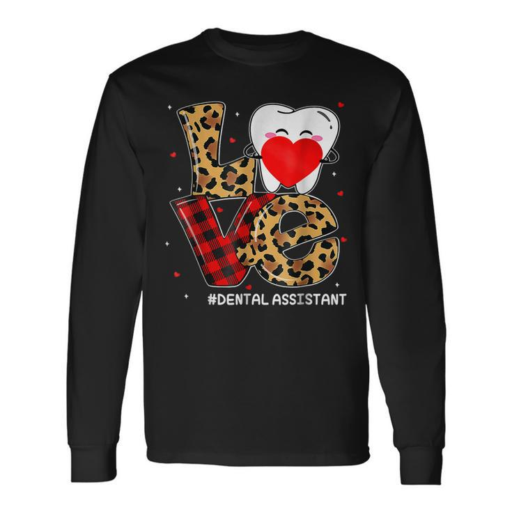 Red Plaid Leopard Cute Tooth Love Dental Valentine Christmas Long Sleeve T-Shirt