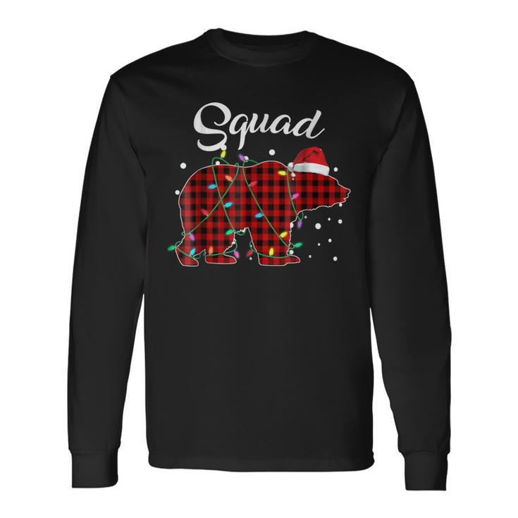 Red Plaid Squad Bear Matching Buffalo Pajama Long Sleeve T-Shirt T-Shirt