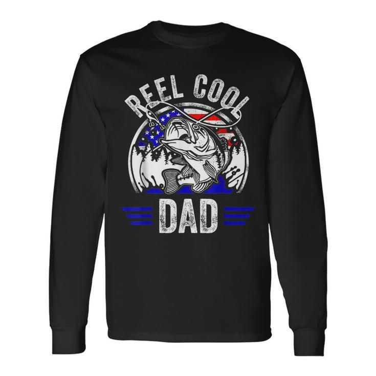 Reel Cool Dad Fathers Day Fisherman Fishing Vintage Long Sleeve T-Shirt