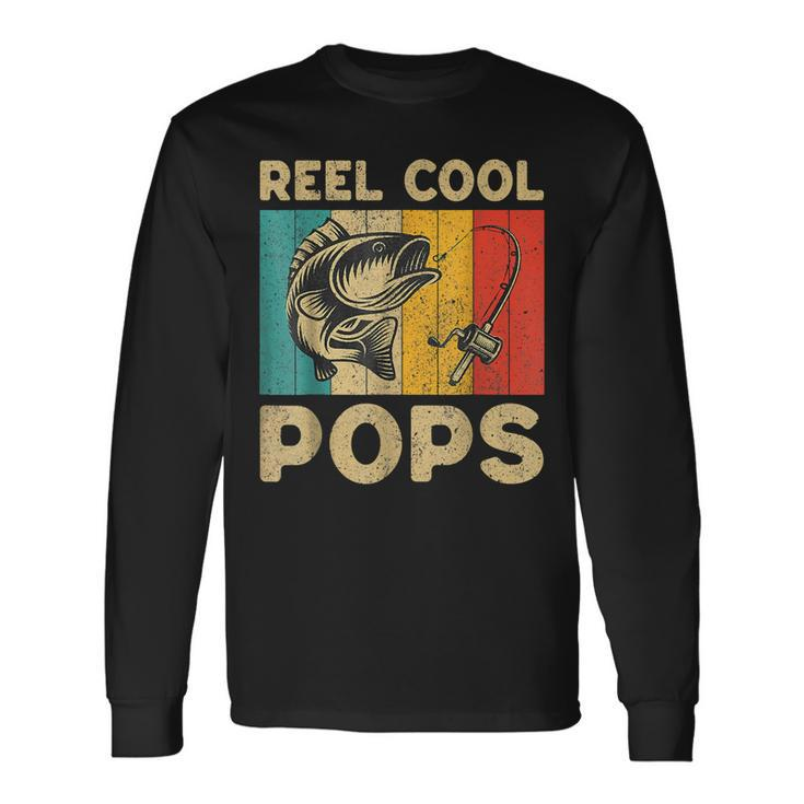 Reel Cool Pops Fishing Lovers Fathers Day Vintage Long Sleeve T-Shirt