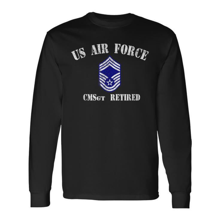 Retired Air Force Chief Master Sergeant Military Veteran  Men Women Long Sleeve T-shirt Graphic Print Unisex