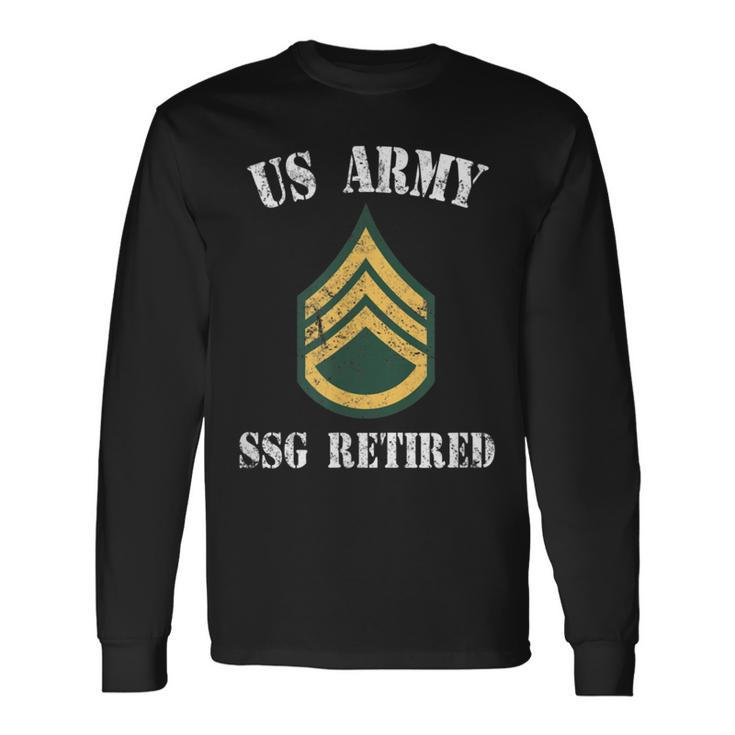 Retired Army Staff Sergeant Military Veteran Retiree Men Women Long Sleeve T-shirt Graphic Print Unisex Gifts ideas