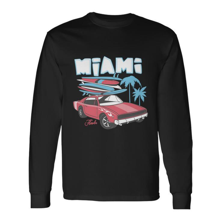 Print And Retro Car With Surfboard Long Sleeve T-Shirt
