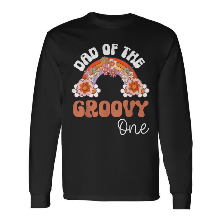 Retro Dad Of Groovy One Matching 1St Birthday Party Long Sleeve T-Shirt T-Shirt