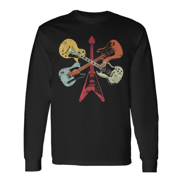 Retro Distressed Guitar Collection Rock Music Fan Guitarist Long Sleeve T-Shirt T-Shirt