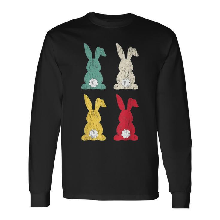 Retro Easter Bunny Vintage Colorful Rabbit Cute Happy Easter Long Sleeve T-Shirt