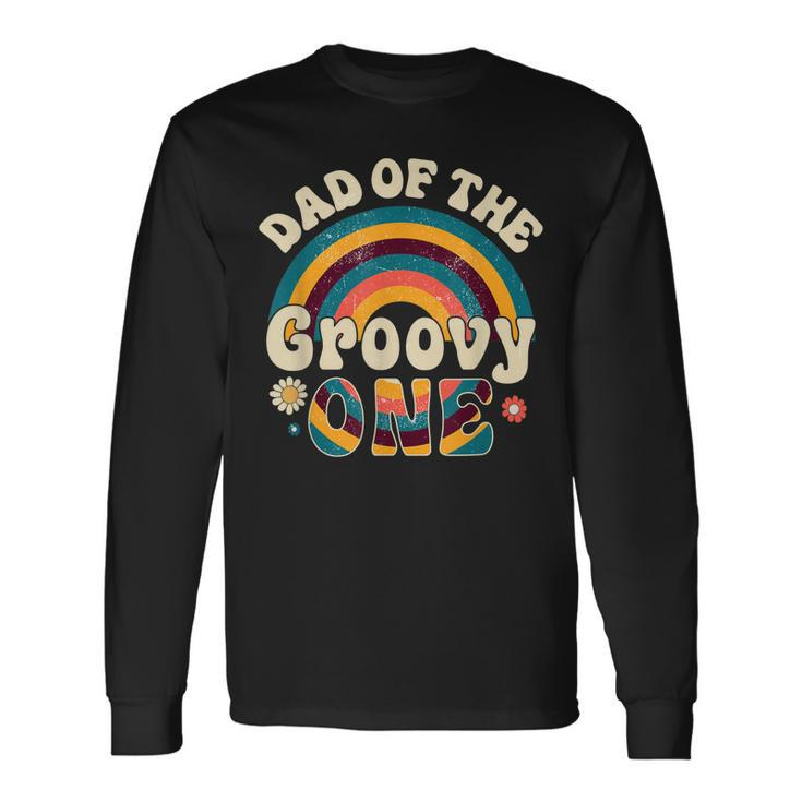 Retro Groovy Daddy Matching 1St Birthday Party Long Sleeve T-Shirt T-Shirt