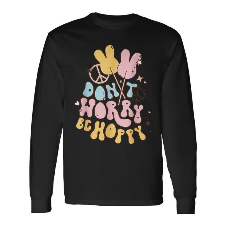 Retro Groovy Easter Bunny Happy Easter Dont Worry Be Hoppy Long Sleeve T-Shirt T-Shirt
