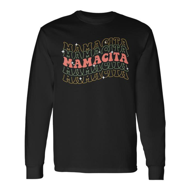 Retro Groovy Mamacita Mexican Mom Cinco De Mayo Long Sleeve T-Shirt T-Shirt