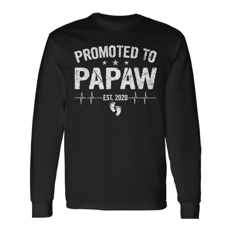 Retro Promoted To Papaw Est 2020 Fathers Day New Grandpa Long Sleeve T-Shirt