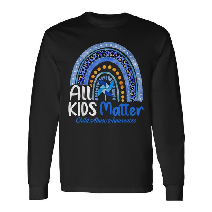 Retro Rainbow All Kids-Matter Pinwheel Child Abuse Awareness Long Sleeve T-Shirt T-Shirt