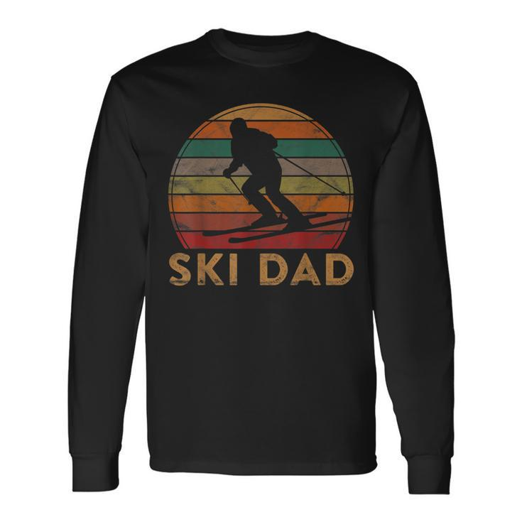 Retro Ski Dad Sunset Winter Skiing Daddy Father Skier Long Sleeve T-Shirt