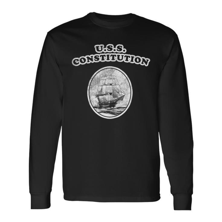Retro Uss Constitution By Turbo Volcano Long Sleeve T-Shirt