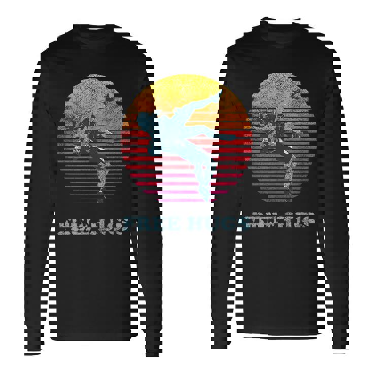 Retro Vintage Faded Cracked 70 80S Style Free Hugs Wrestling Long Sleeve T-Shirt