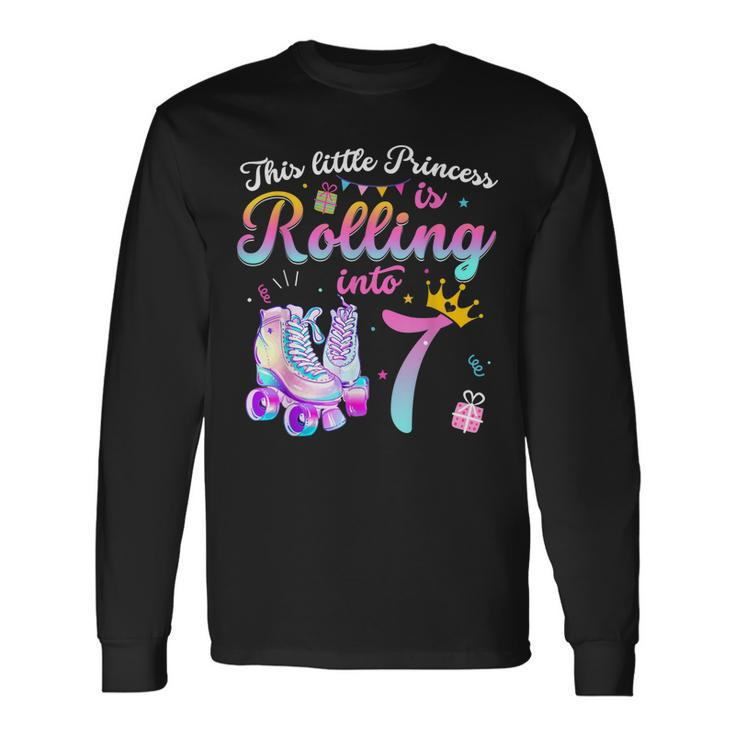 Roller Skate 7Th Birthday 7 Year Old Girl Party Outfit Long Sleeve T-Shirt T-Shirt