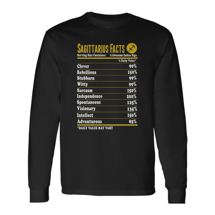 Sagittarius Facts Servings Per Container Zodiac T-Shirt Men Women Long Sleeve T-Shirt T-shirt Graphic Print