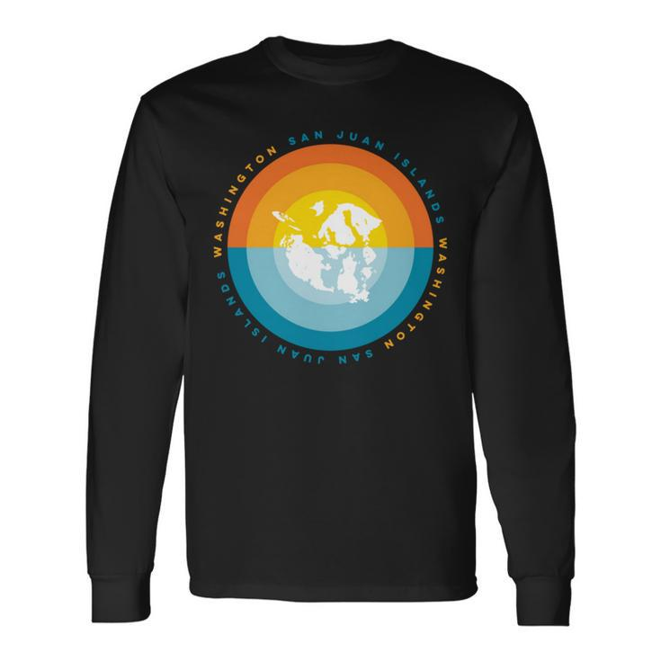 San Juan Islands Washington Sunset Graphic Long Sleeve T-Shirt