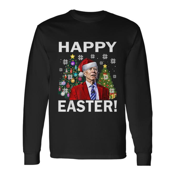 Santa Biden Happy Easter Christmas Long Sleeve T-Shirt Gifts ideas
