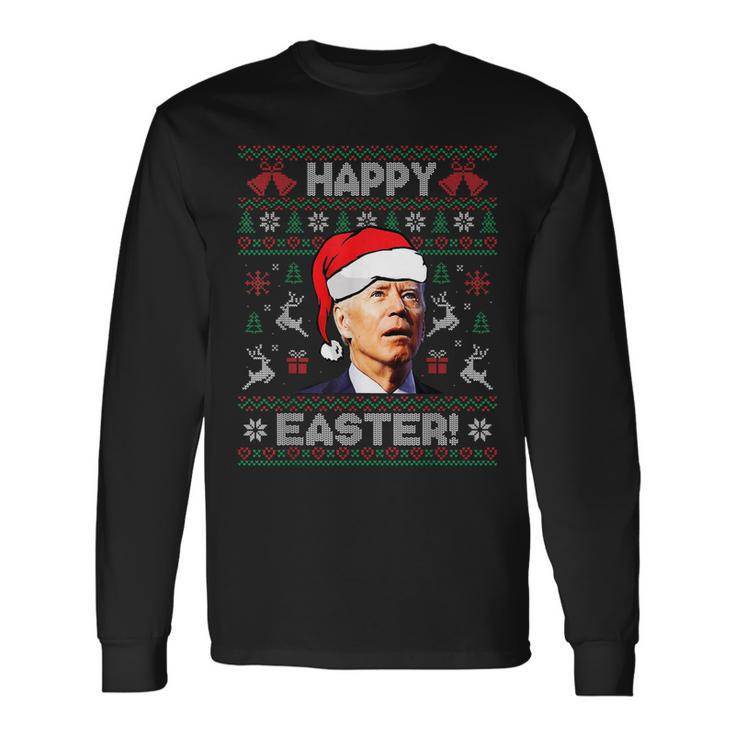 Santa Joe Biden Happy Easter Ugly Christmas  V11 Men Women Long Sleeve T-shirt Graphic Print Unisex
