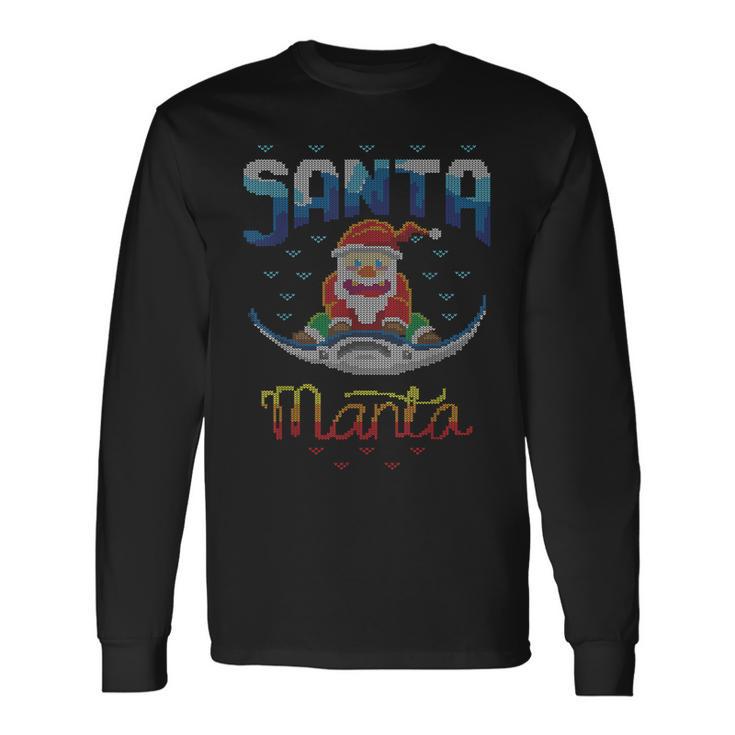 Santa Manta Claus Angeln Fischangler Hässlicher Weihnachts Langarmshirts Geschenkideen