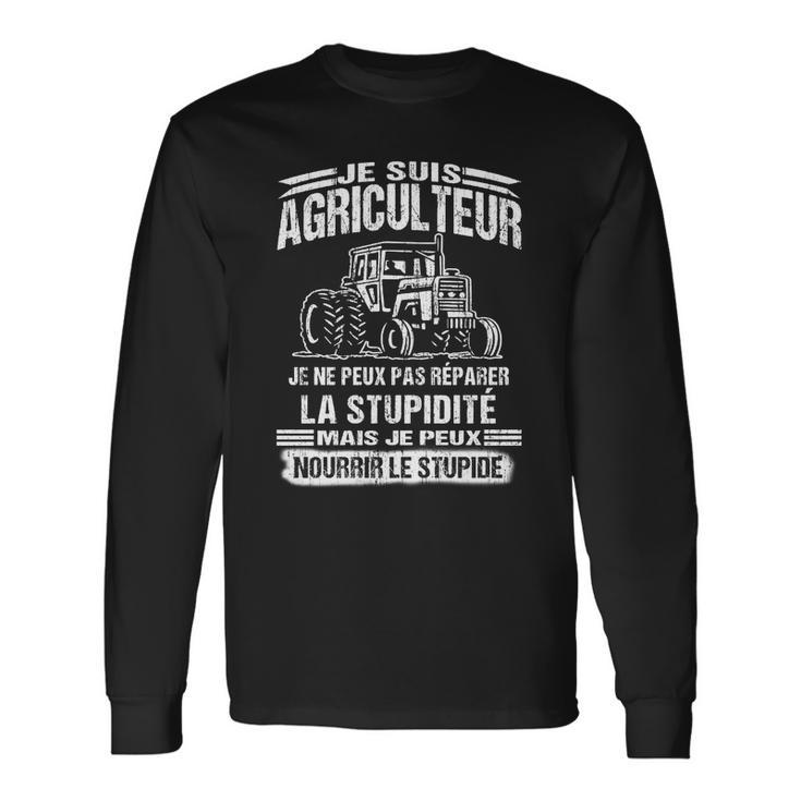 Schwarzes Langarmshirts mit Je suis Agriculteur, Traktor-Design für Landwirte Geschenkideen