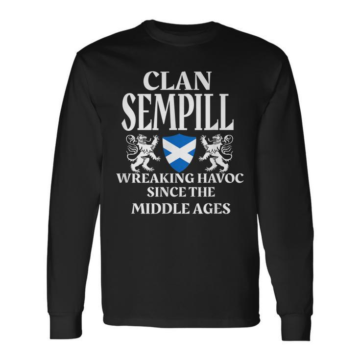 Sempill Scottish Family Clan Scotland Name  Men Women Long Sleeve T-shirt Graphic Print Unisex