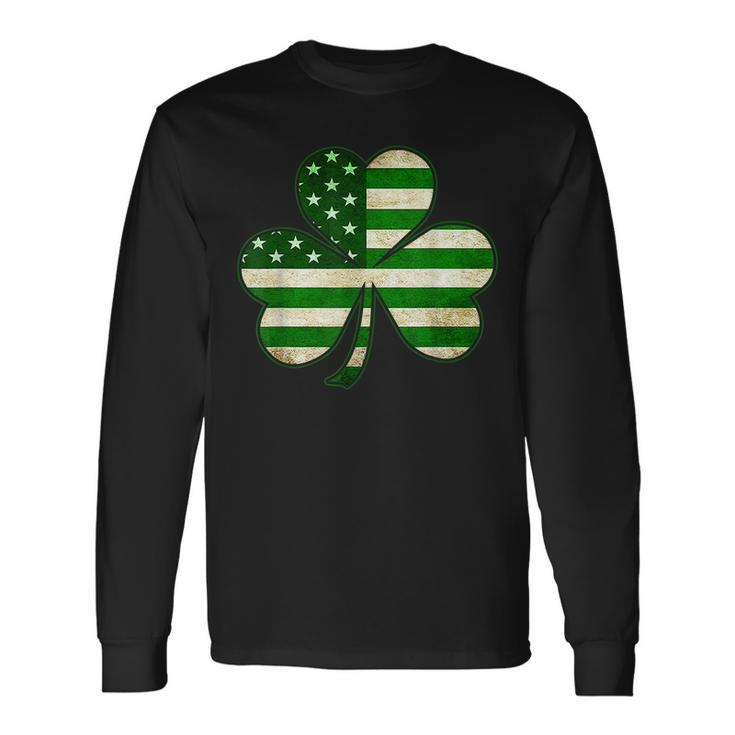 Shamrock Irish American Flag Ireland Flag St Patricks Day V4 Long Sleeve T-Shirt