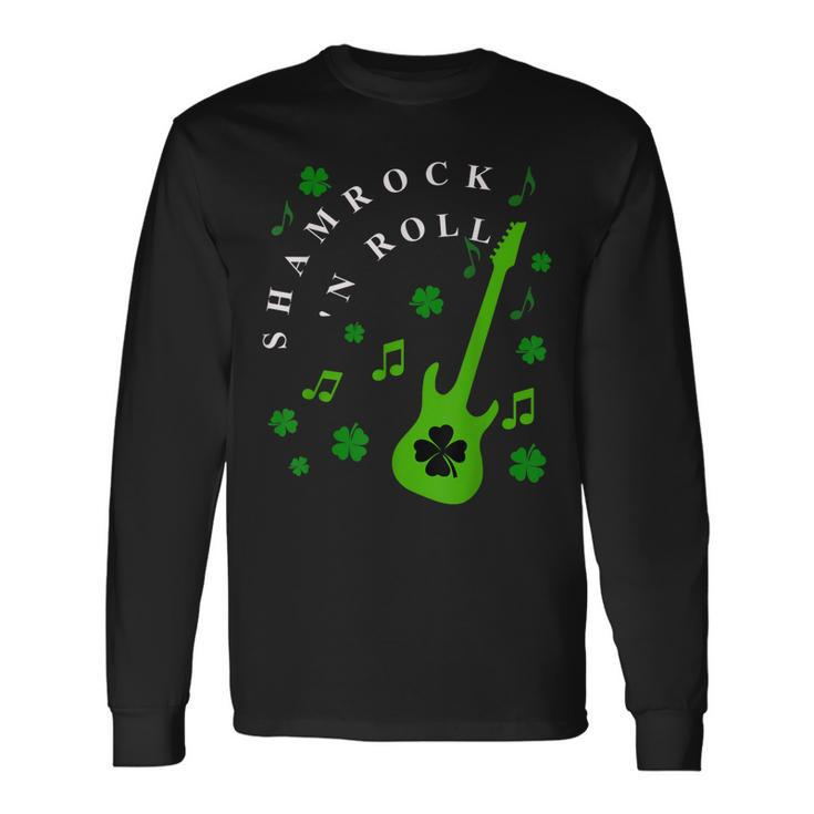 Shamrock N Roll St Patricks Day Irish Music Long Sleeve T-Shirt - Thegiftio