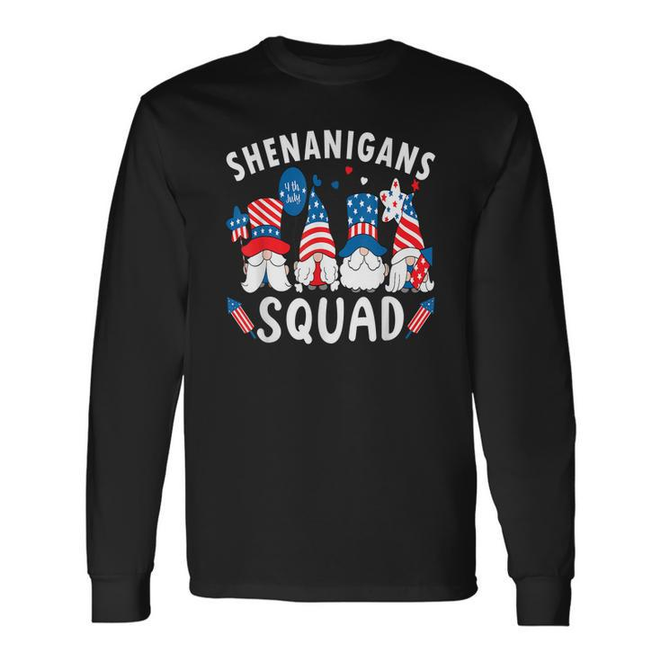 Shenanigans Squad 4Th Of July Gnomes Usa Men Women Long Sleeve T-Shirt T-shirt Graphic Print