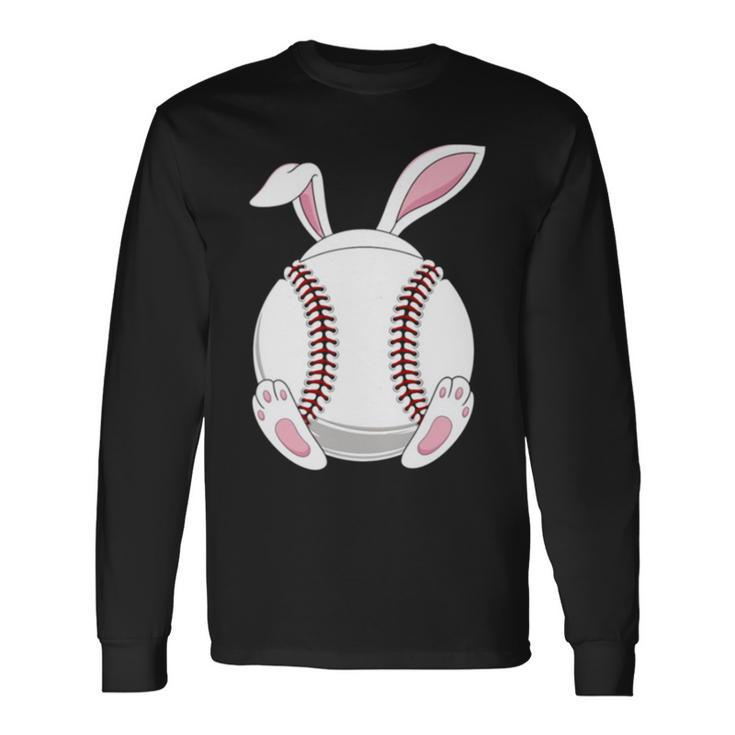 Simple Easter Baseball Cute Bunny Happy Easter Ball Long Sleeve T-Shirt