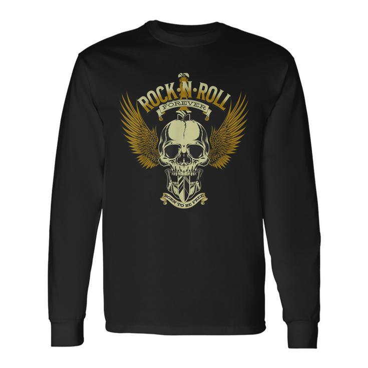 Skull Music Rock Heavy Metal Wings Long Sleeve T-Shirt T-Shirt