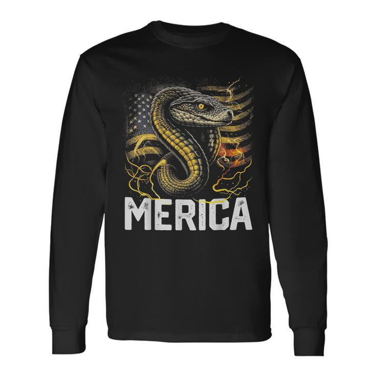 Snake Reptile 4Th Of July American Flag Usa Merica Long Sleeve T-Shirt T-Shirt