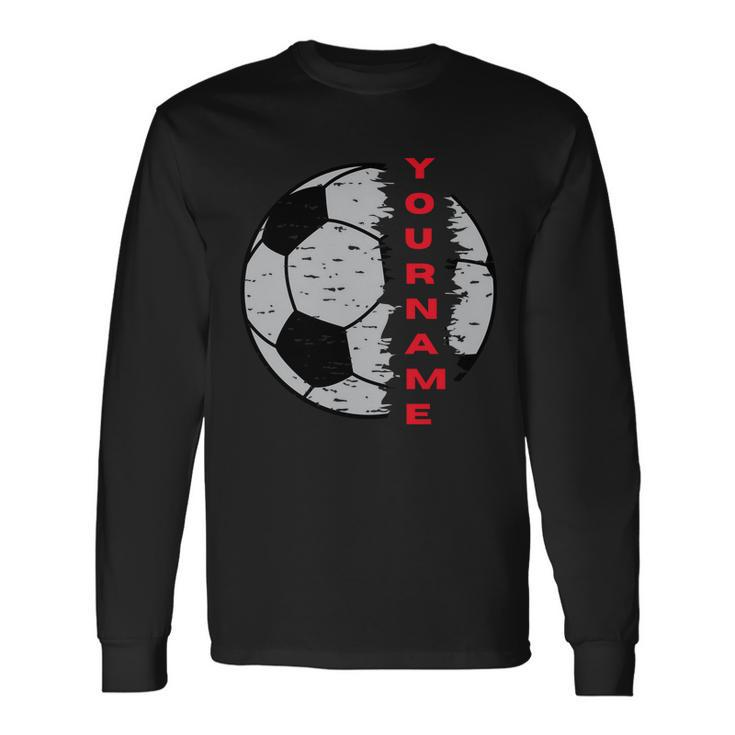 Soccer Custom Name Vintage Sport Lover Sport Player Personalized Men Women Long Sleeve T-Shirt T-shirt Graphic Print