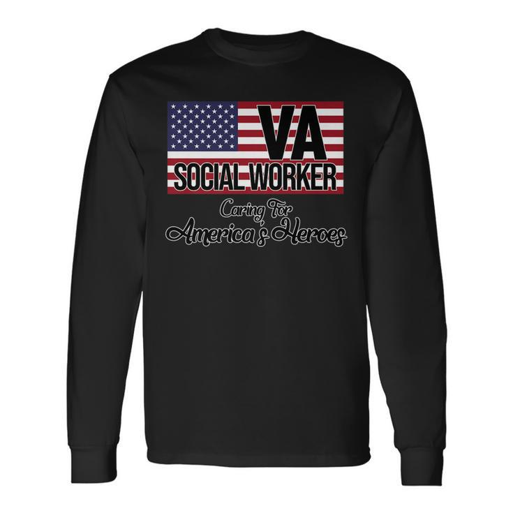 Social Worker Va Usa Flag Social Work Month Graphic Long Sleeve T-Shirt T-Shirt