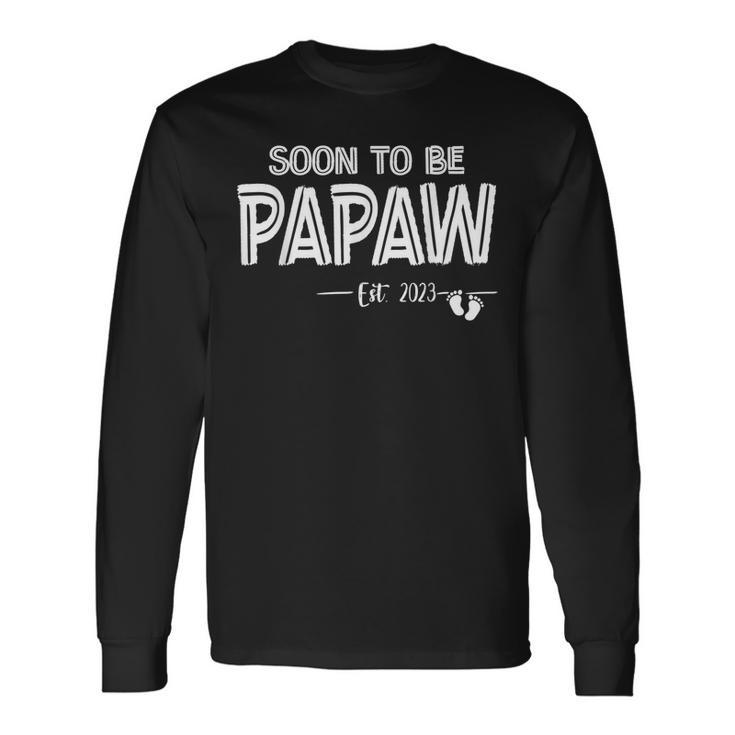 Soon To Be Papaw Est2023 Retro Fathers Day New Dad Long Sleeve T-Shirt