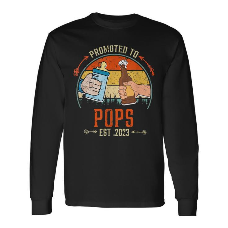 Soon To Be Pops Est 2023 Fathers Day New Dad Vintage Long Sleeve T-Shirt