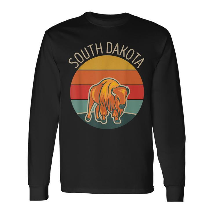 South Dakota Badlands Road Trip Buffalo Bison Vintage Long Sleeve T-Shirt