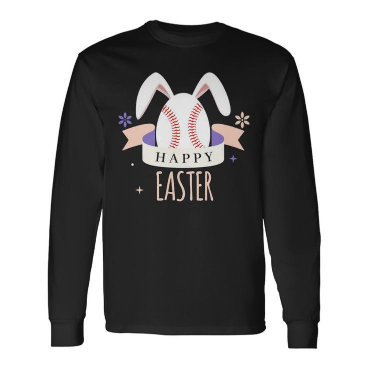 Sport Bunny Baseball Easter Day Egg Rabbit Baseball Ears Long Sleeve T-Shirt