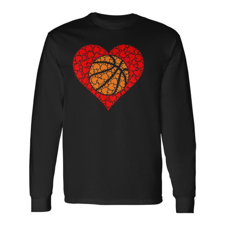 Sports Basketball Ball Red Love Shaped Heart Valentines Day Long Sleeve T-Shirt T-Shirt