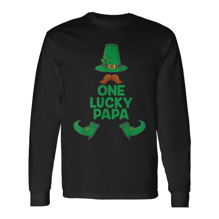 St Paddys Day One Lucky Papa Fathers Day Saint Patricks Long Sleeve T-Shirt