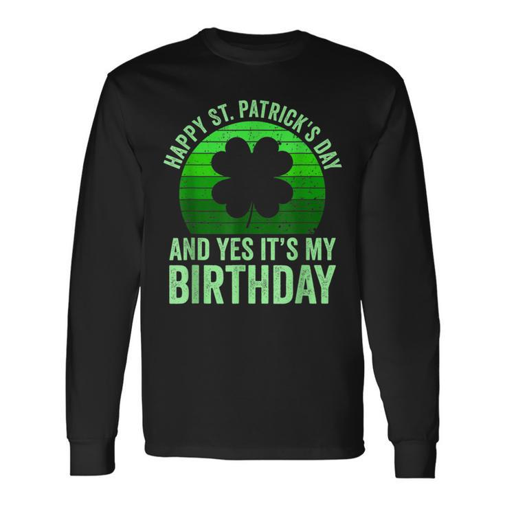 St Patricks Day Birthday Lucky Shamrock Vintage Sunset Long Sleeve T-Shirt Gifts ideas