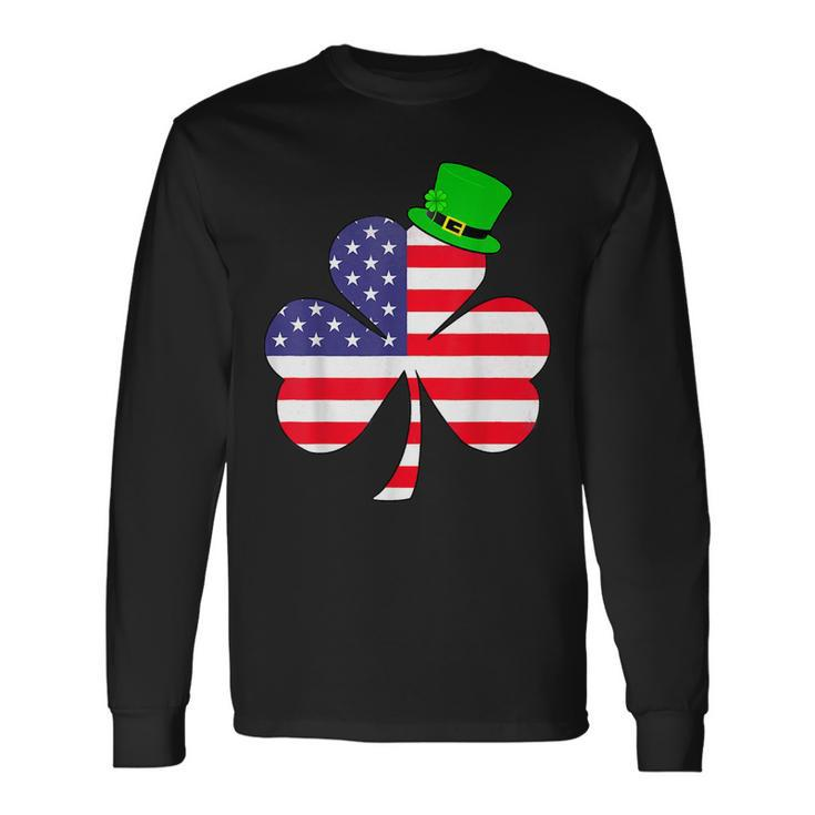 St Patricks Day Irish American Flag Shamrock V3 Long Sleeve T-Shirt