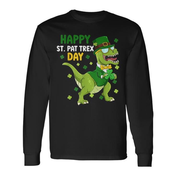 St Patricks Day Leprechaun Dinosaur Dino Happy St Pat Trex Long Sleeve T-Shirt