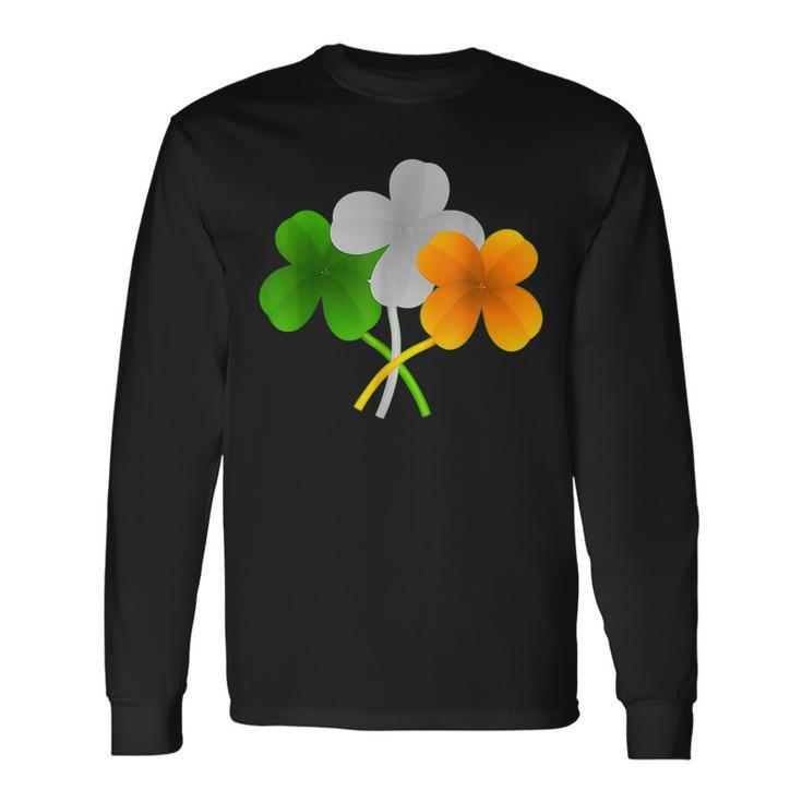 St Patricks Day Patriotic Heart Shamrock Irish American Flag Long Sleeve T-Shirt