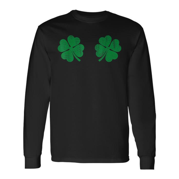 St Patricks Day Saint Paddys Distressed Irish Shamrock Boobs V2 Long Sleeve T-Shirt T-Shirt