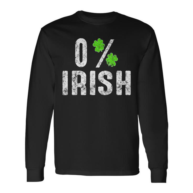St Patricks Day Shamrocks Zero Percent Irish Long Sleeve T-Shirt