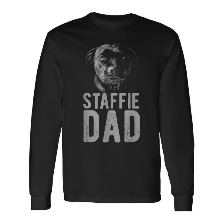 Staffordshire Bull Terrier In Black For Men Staffie Dad Long Sleeve T-Shirt