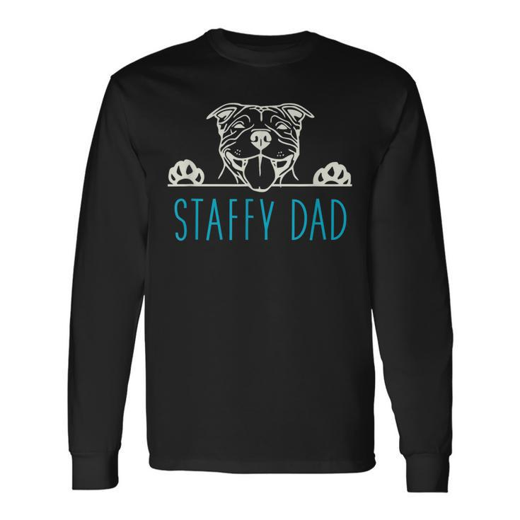Staffy Dad With Staffordshire Bull Terrier Dog Long Sleeve T-Shirt